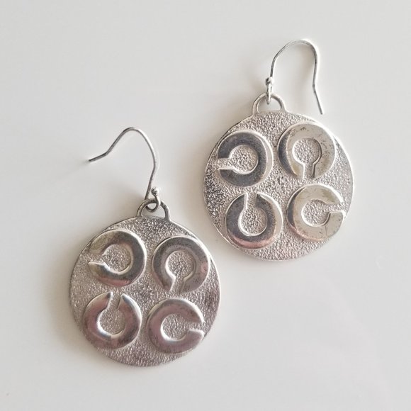 Coach Jewelry - COACH Sterling Silver 925 Signature Disc Earrings